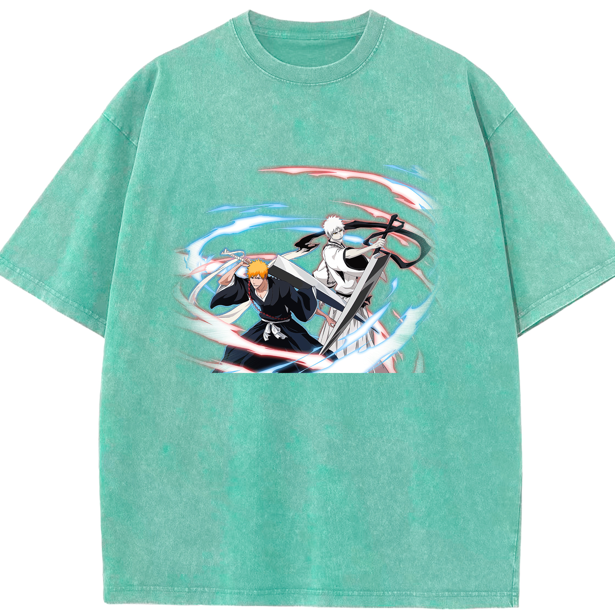 （画像用） ブリーチ 黒崎一護（くろさき いちご）BLEACH Kurosaki Ichigo 綿100% ヴィンテージ風 半袖Tシャツ（フロントプリント）